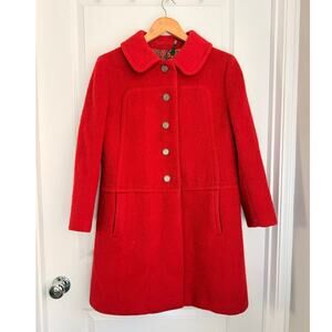 Vintage 1960's Ohrbach's Red Wool and Mohair German Coat Old Money Jackie'O